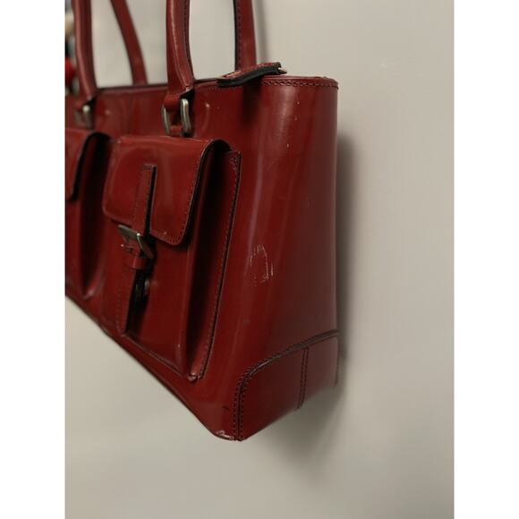 NORDSTROM Red Leather Shoulder Purse Bag Made In Italy - Picture 2 of 6